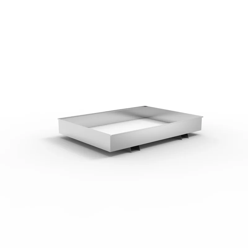 Regalwanne WSR-B 13.18/360 ohne Gitterrost fvzk (feuerverzinkt) BxTxH= 1780 x 1300 x 322 mm (inkl. 100mm Unterfahrhöhe) Auffangvolumen: 360 Liter, Blechstärke: 3 mm